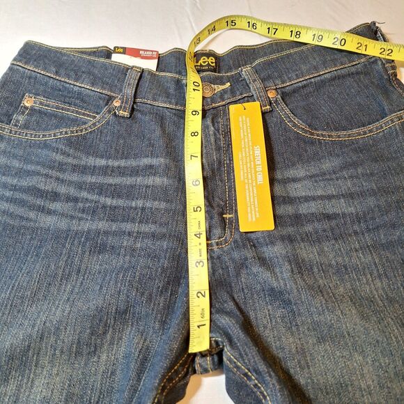 Lee Dark Acid Wash Inferno Relaxed Straight Leg Jeans Comfort Stretch Size 30x32 - Picture 7 of 13